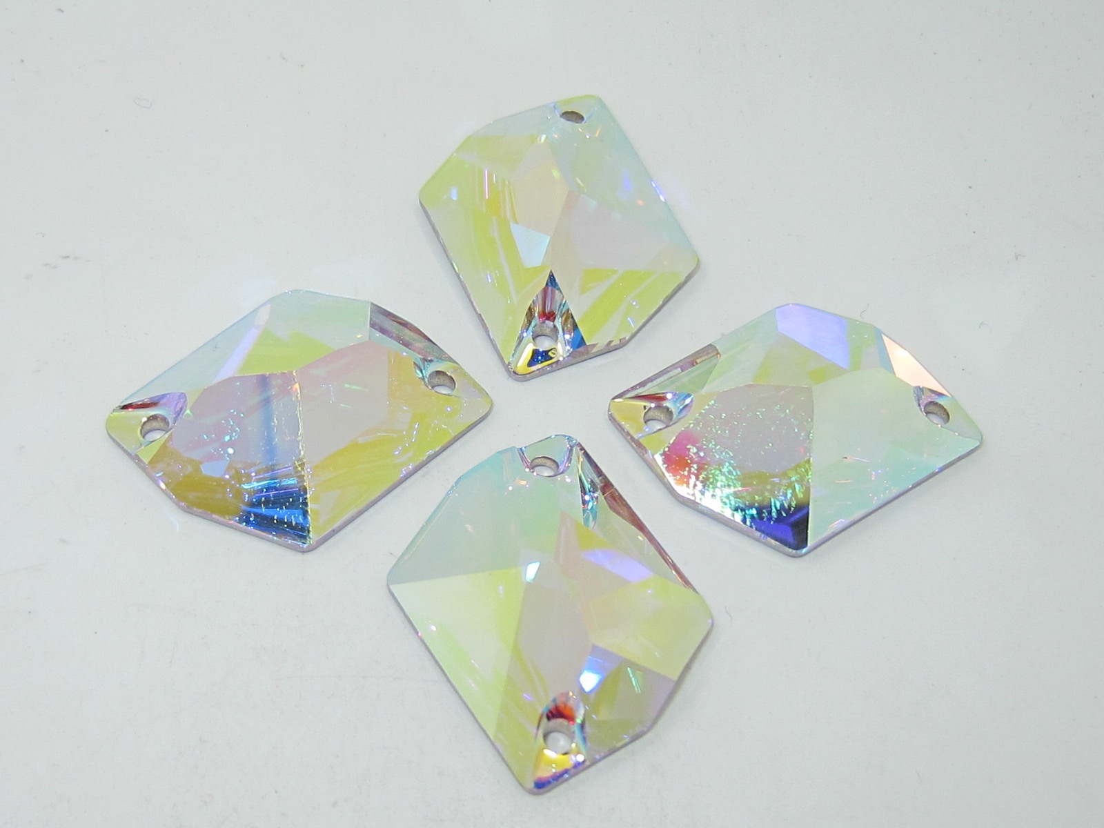 4pcs. COSMIC 20x16mm CRYSTAL AB SEW ON FLATBACK European Rhinestones